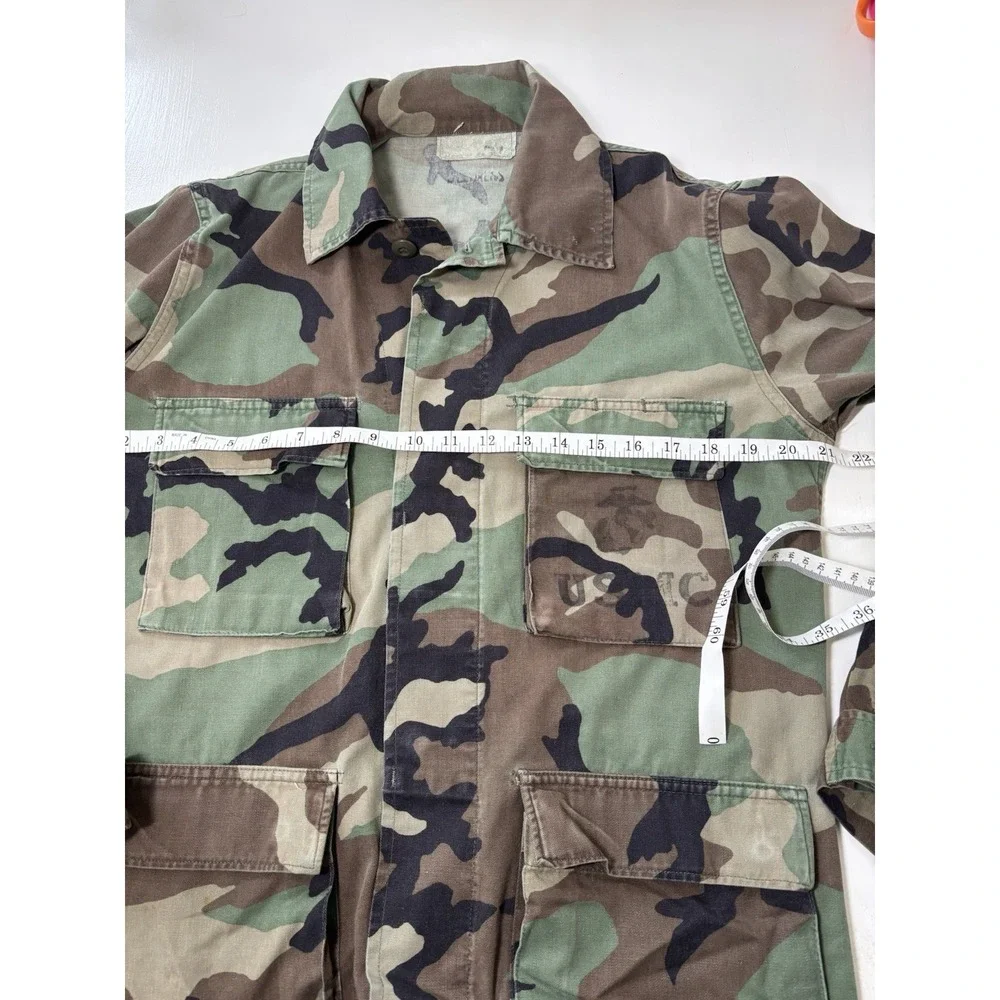 USMC Marines Field Jacket Mens Size M Woodland Camo Summer Weight Coat Shacket